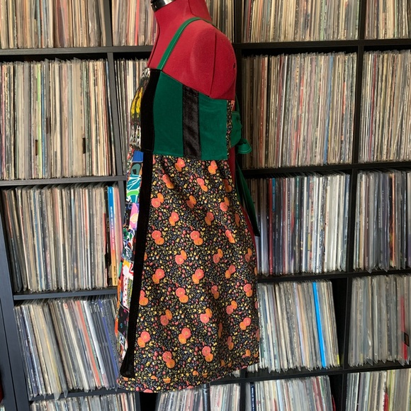 patchwork boho hippie apron bird top velvet XS 🌲 - Picture 8 of 9